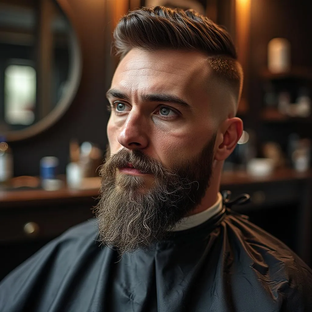 Detalle de barba perfectamente arreglada