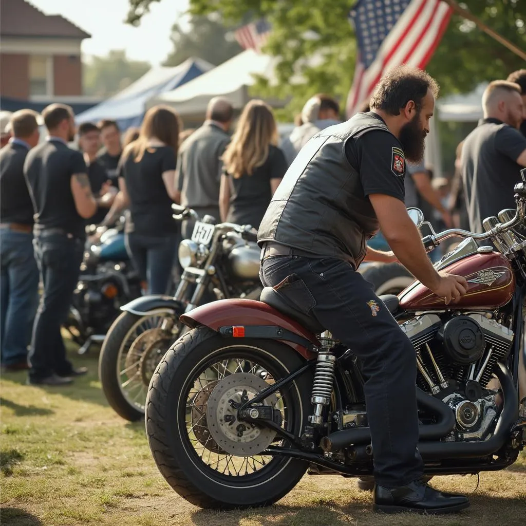 Evento benéfico de barbería para moteros